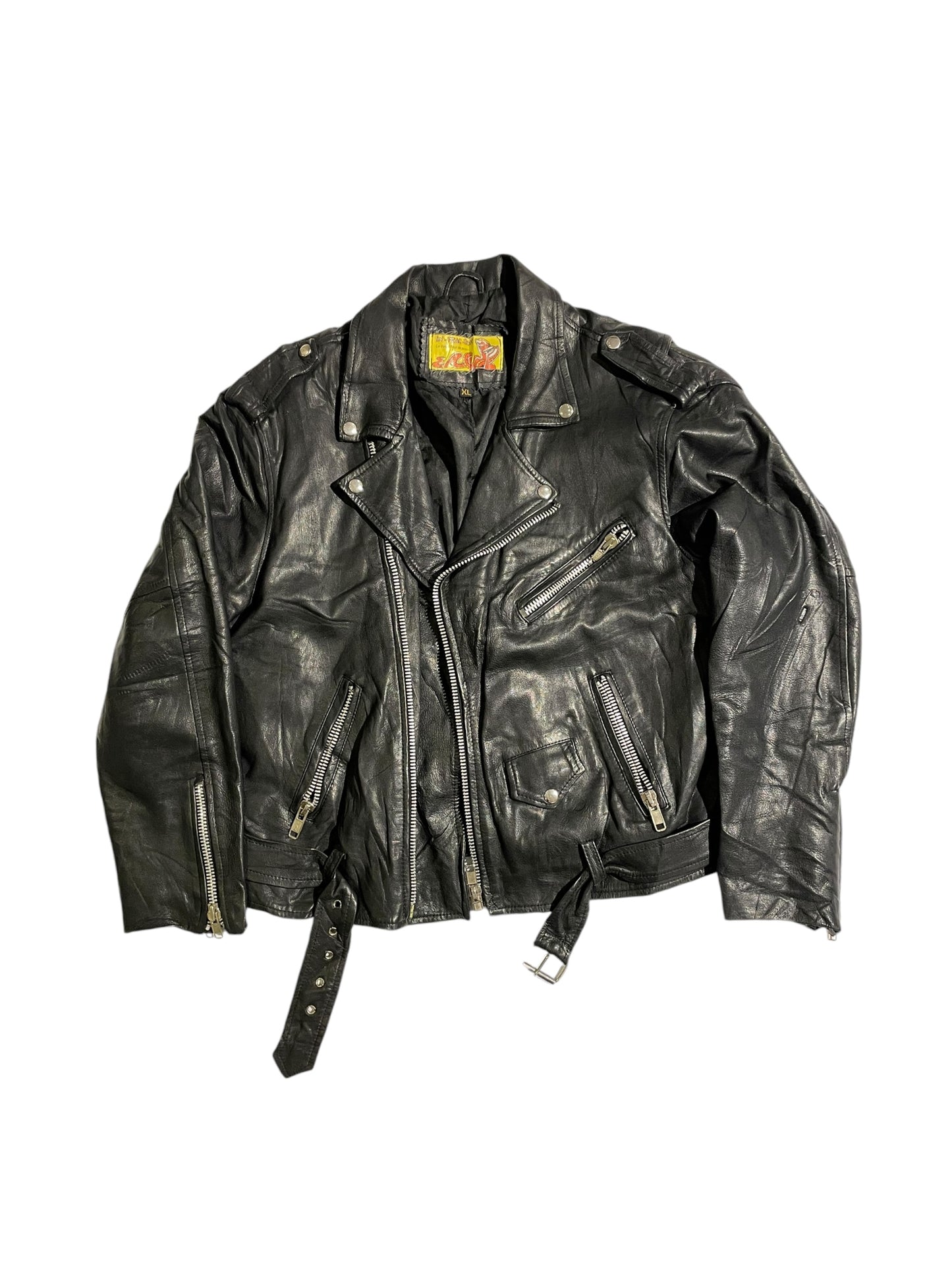 Infraction multiple zipper vintage leather jacket