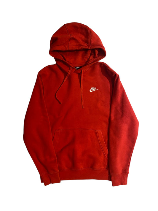 Nike red embroidered logo hoodie