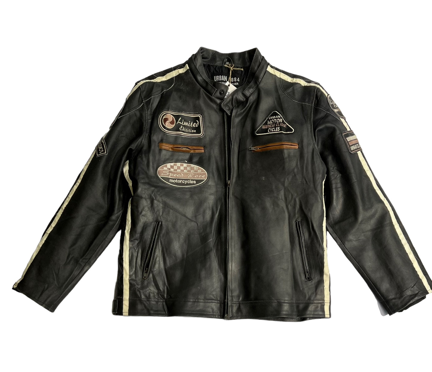 Urban 5884 motor leather racing jacket