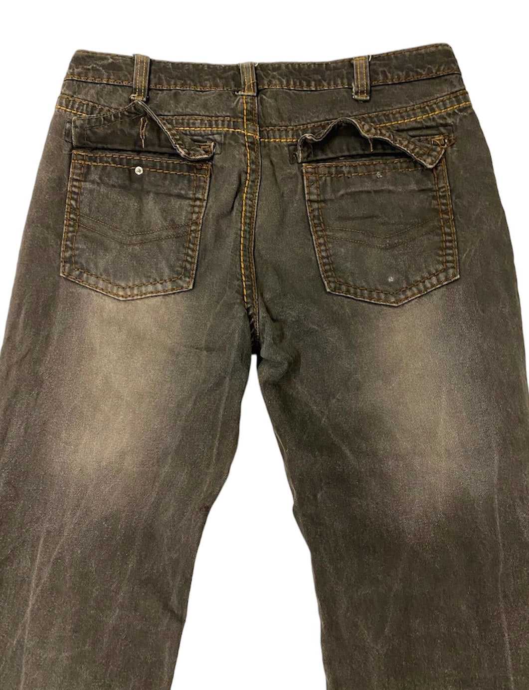 Rivers brown denim jeans with yellow stitching