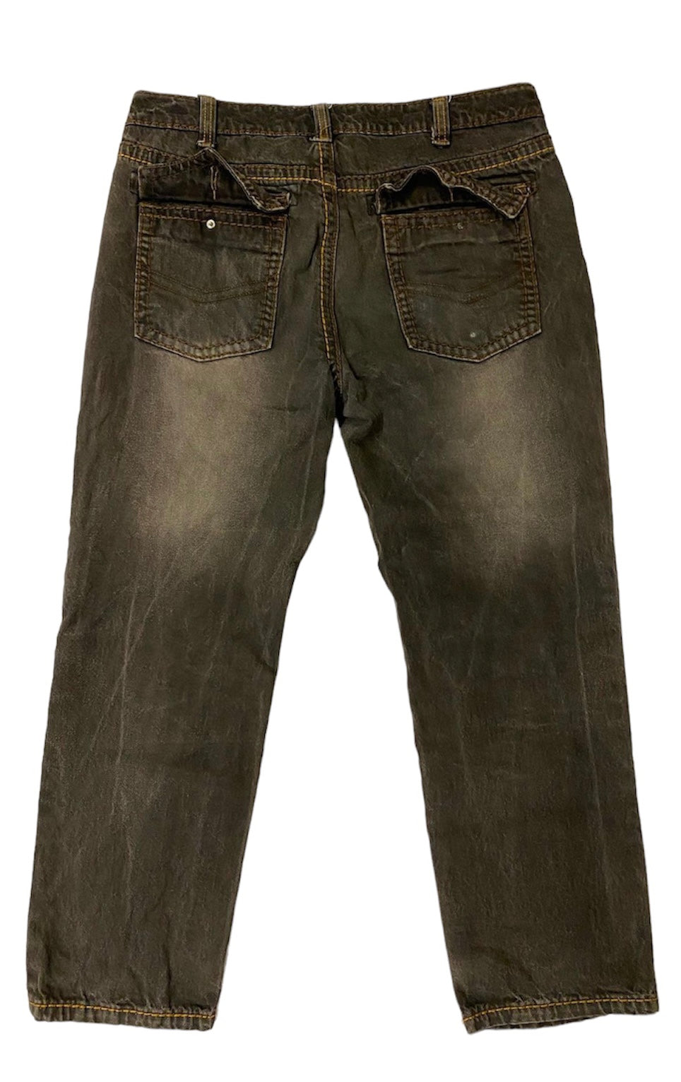 Rivers brown denim jeans with yellow stitching