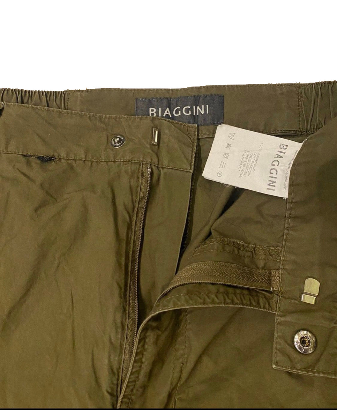 Biaggini multiple pocket olive cargo pants