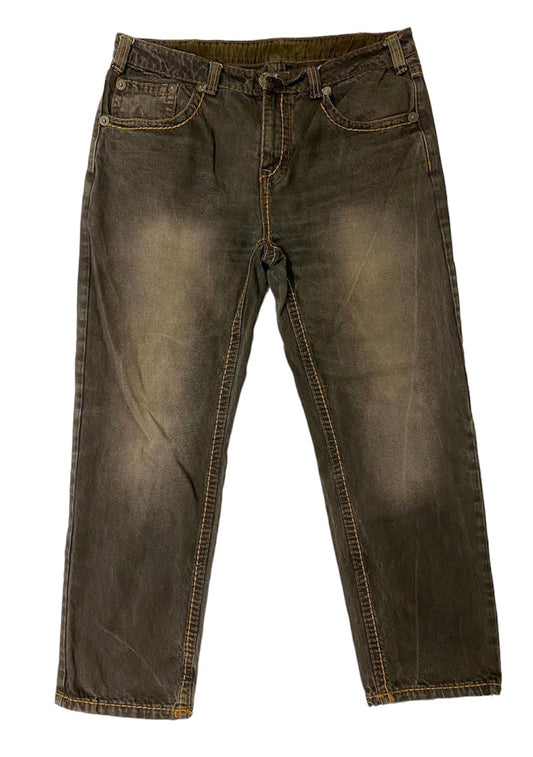 Rivers brown denim jeans with yellow stitching